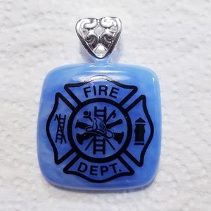 Firefighter 🔥blue glass pendant